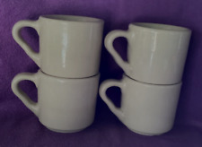 Set Of Four Vintage TEPCO USA Beige 8 Oz. Stackable Coffee Mugs Restaurant Ware picture