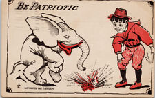 P. Gordon Popular Comics 'Be Patriotic' Elephant & Man c1909 #3700 Postcard H9 picture