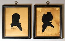 Pair of Framed Hand Cut Silouettes of George and Martha Washington c. 1895-1910 picture