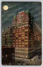 Postcard NY New York Waldorf-Astoria Hotel At Night DB A6 picture