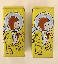 RARE PAIR of  Vintage 1990s Curious George Astronaut ASC Tins 11”Tall Series #1 picture