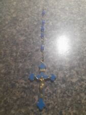 Vintage Jesus Christ Blue Broken Rosary Crucifix Part  picture