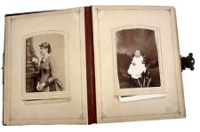 Photograph Album w/ 74 Antique Cabinet Card Photos Pictures Men Women Kids picture