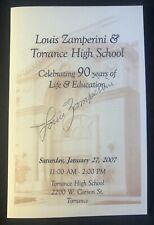 Signed LOUIS ZAMPERINI 2007 90th Birthday Program COA & Torrance News Clippings picture