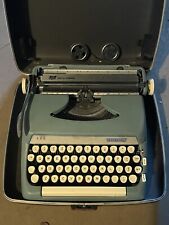 1961 Vintage Smith Corona Manual Sterling Blue Portable Typewriter With Case picture