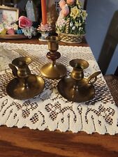 vtg brass candlestick holders Set Of 3 picture