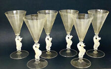 6 Antique Salviati Murano Venetian Wine Glasses w/Seahorse Steam And Gold Flecks picture