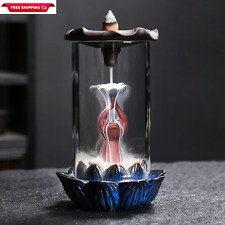 Frog Incense Burner Holder - Ceramic Lotus Incense Holder Ash Catcher, Glass Inc picture