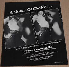 1987 Print Ad Breast Enlargement Richard Ellenbogen, M.D. Lady Pinup Los Angeles picture