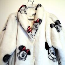 Vintage Apparence Disney Mickey Minnie Fur Print Coat Made In France Late 1970s picture