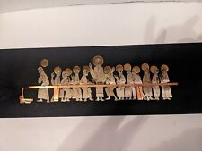 Vintage Last Supper Wooden Art With Copper & Mixed Metals 17x6 picture