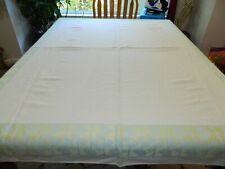 L-23 VINTAGE DRALON GERMANY IVORY  TABLECLOTH WITH EMBOSSED BLUE & YELLOW picture