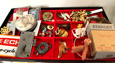 Vintage Junk Drawer Lot Salt and Pepper Lighter Patch Pin Jewelry Smalls picture