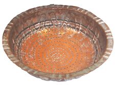 Antique Middle Eastern 19C Hand-Wrought Tinned Copper Colander/Strainer 12” Diam picture
