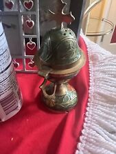 Green Enamel Coated Brass Christian Brass Incense Burner picture