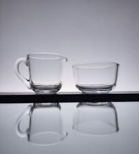 Saara Hopea Nuutajarvi creamer & sugar bowl, clear glass Scandinavian 50s design picture