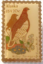 JG&A Alaska Willow Ptarmigans 20c 1982 Stamp Lapel Pin (072323) picture