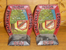 Vintage / Old 1929 Cast Iron Bookends - Coatesville High School Pennsylvania picture