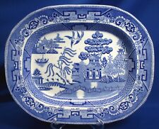 ANTIQUE STAFFORDSHIRE BLUE WILLOW PATTERN,   10.5