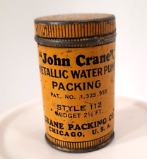 VINTAGE ADVERTISING John Crane Chicago  Water Pump Packing Miniature Tin Can picture