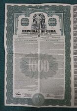 Bono 1000 $ Deuda Exterior De La Republica De Cub....1937 picture