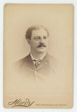 Antique c1880s Cabinet Card Unique Looking Man With Mustache Hardy Boston, MA picture