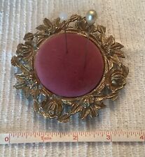 Antique Victorian Gilded Ornate Velvet Pad Pin Cushion picture