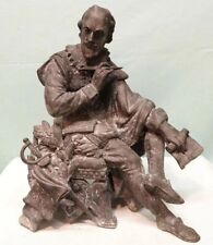 William Shakespeare Statue, White Metal Cast, Seated. Vintage picture