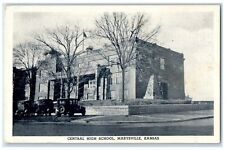 c1930's Central High School Building Cars Marysville Kansas KS Vintage Postcard picture