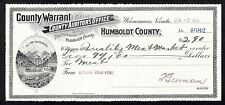 Winnemucca, NV Humboldt County Auditor's Office Warrant Check 1915 VGC #4682 picture