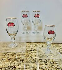 Set of 4 Stella Artois Belgium 33 cl Gold Rimmed Chalice Stemmed Beer Glasses  picture