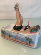 Vintage Risqué Naughty Nodder Ashtray Laying Lady Moving Legs Bathing Beauty picture