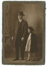 CIRCA 1880'S Stunning CABINET CARD Older Man Holding Hands With Adorable Girl picture