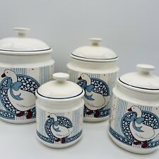 Vintage B&D Japan Goose With Blue Bow Canister Jars Set Of 4 picture
