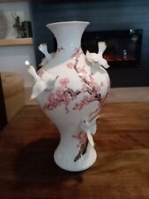 PRETTY FRANKLIN MINT TALL VASE OF THE EMPEROR'S NIGHTINGALE.STANDS 12.50