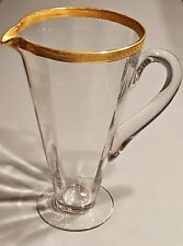 Rare 1940s Tiffin Lobbed Glass Gold Encrusted Rim Melrose Pitcher 10