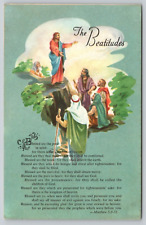 Postcard The Beatitudes Religious Linen UNP A18 picture