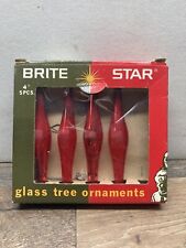 4 Vintage Christmas Shiny Brite Star Red  Teardrop Icicle Ornaments picture
