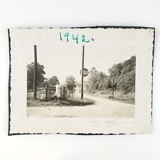 Gulf Oil Gas Station Photo 1920s Antique Road Service Woman Lady Snapshot D1727 picture