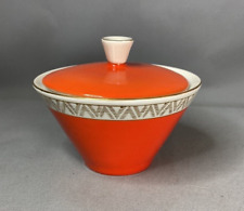 MCM Bauhaus Poland Chodziez Cmielow Porcelain Coffee Tea Sugar Bowl Lid Orange picture