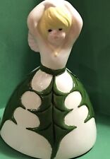 Holly Leaf Christmas Angel Bell Ceramic Bell ( No Clacker) 1968 Blonde 5” Tall picture