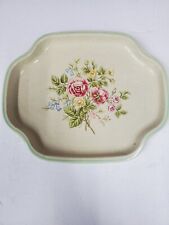 Vintage Avon Serving Tray Metal Antique Plate Floral Pattern picture