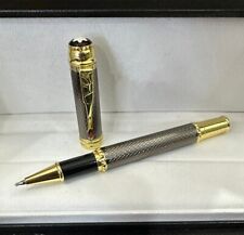 Luxury Patron of Arts Burgess Series Grey Grid +Gold Clip 0.7mm Rollerball Pen picture