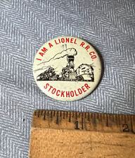 Rare Lionel RR Stockholder railroad trains Pin Button picture