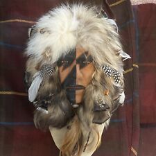 Native American Navajo Warrior Large Spirit Mask Wall Hanging Unsigned Glass Eye picture