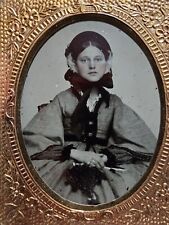 Antique Ambrotype Of Beautiful Girl Young Lady Woman Union Case 1860s Era picture