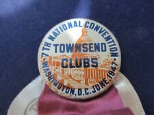 RARE 1947 Badge Pin, 7th Townsend Clubs National Convention, Washington DC 1947 picture