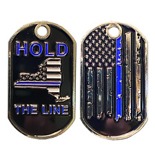 DL4-06 New York Thin Blue Line Challenge Coin Dog Tag NYPD Hold the Line Police picture