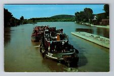 Champlain Canal NY-New York, Barge & Tug, NY Barge Canal System Vintage Postcard picture