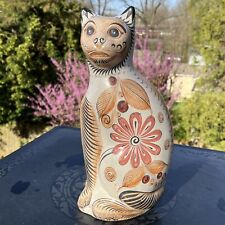 Vtg Tonala Brunida Burnished Clay Mexico Art Pottery Cat Sculpture 14 in. picture